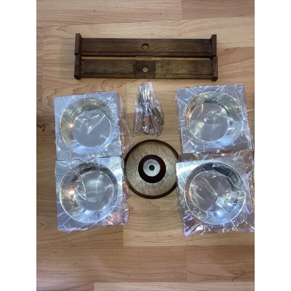 NOS Vintage Wood Chrome Suzy Server Mid Century Gail Craft Japan Lazy Susan - Picture 6 of 9